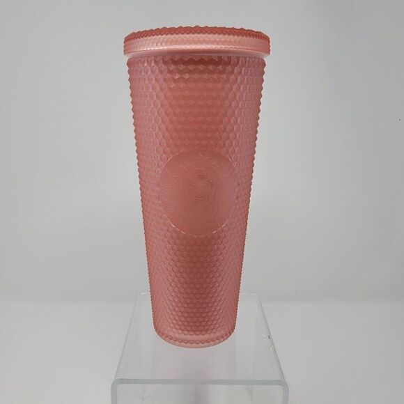 Starbucks Dusty Pink Soft Touch Diamond Studded Cold Cup Tumbler 24oz Barbiecore - Picture 2 of 11